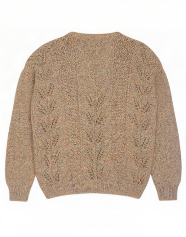 vintage Femme Cardigan Pull UK 20 2XL Beige Moucheté