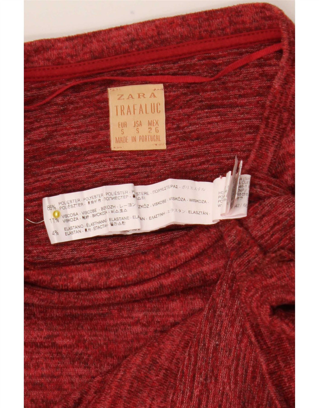 Zara T-Shirt Femme Top UK 10 Petit Polyester Moucheté Rouge