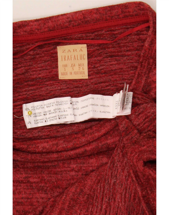 Zara T-Shirt Femme Top UK 10 Petit Polyester Moucheté Rouge