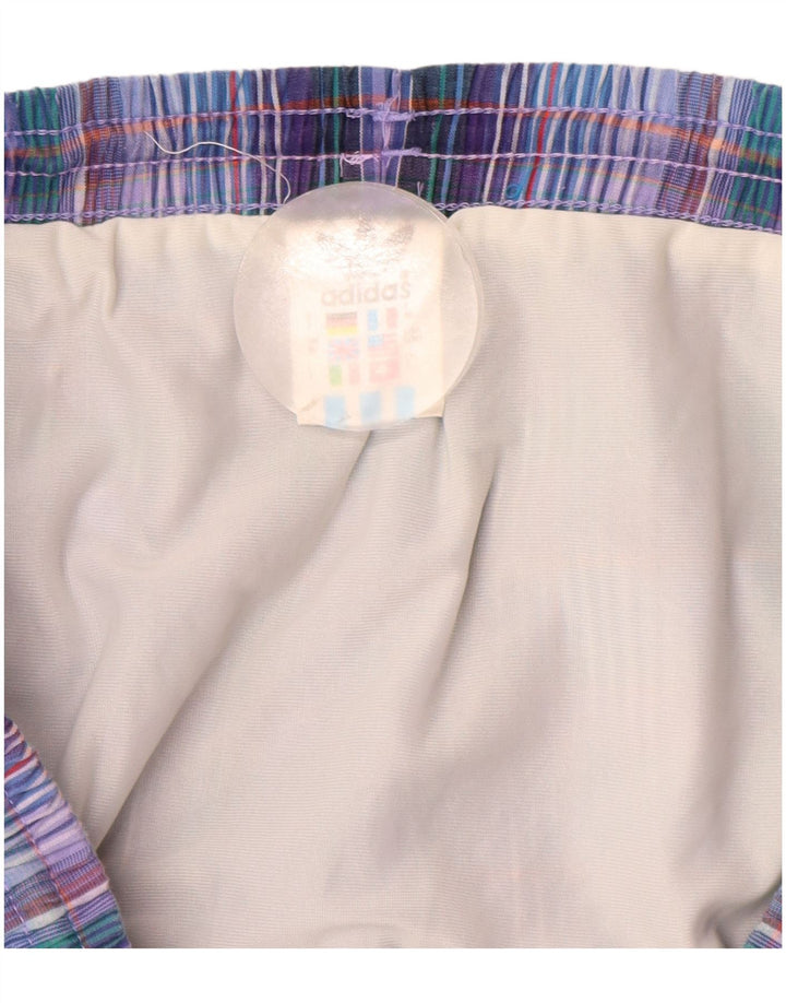 ADIDAS Short de bain pour homme en coton à carreaux bleus