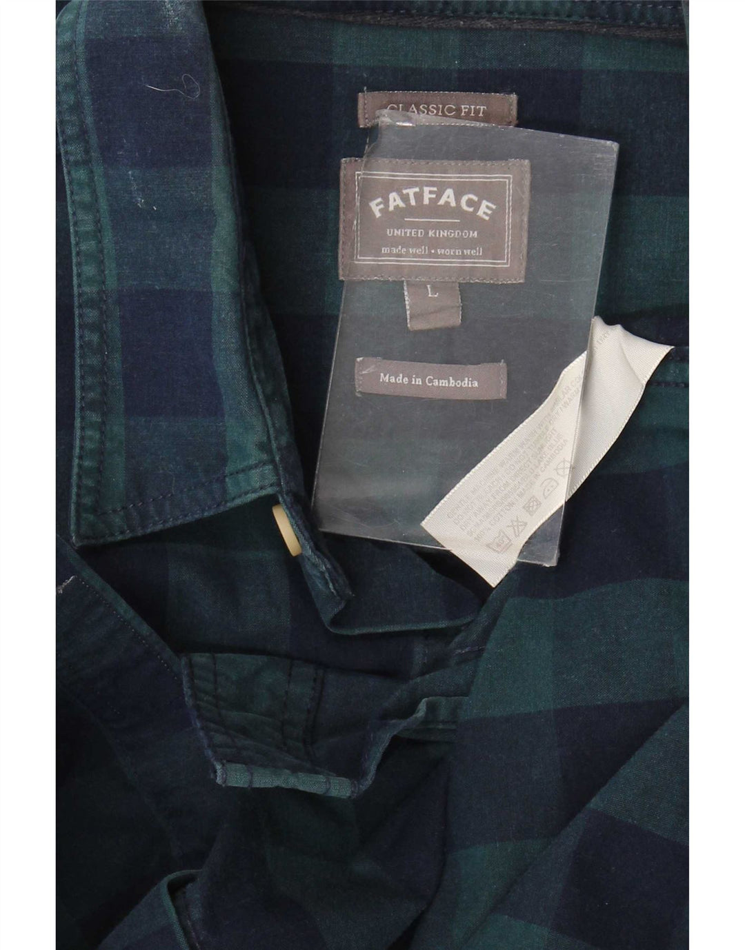 Fat Face Chemise classique pour homme en coton vichy bleu marine Taille L