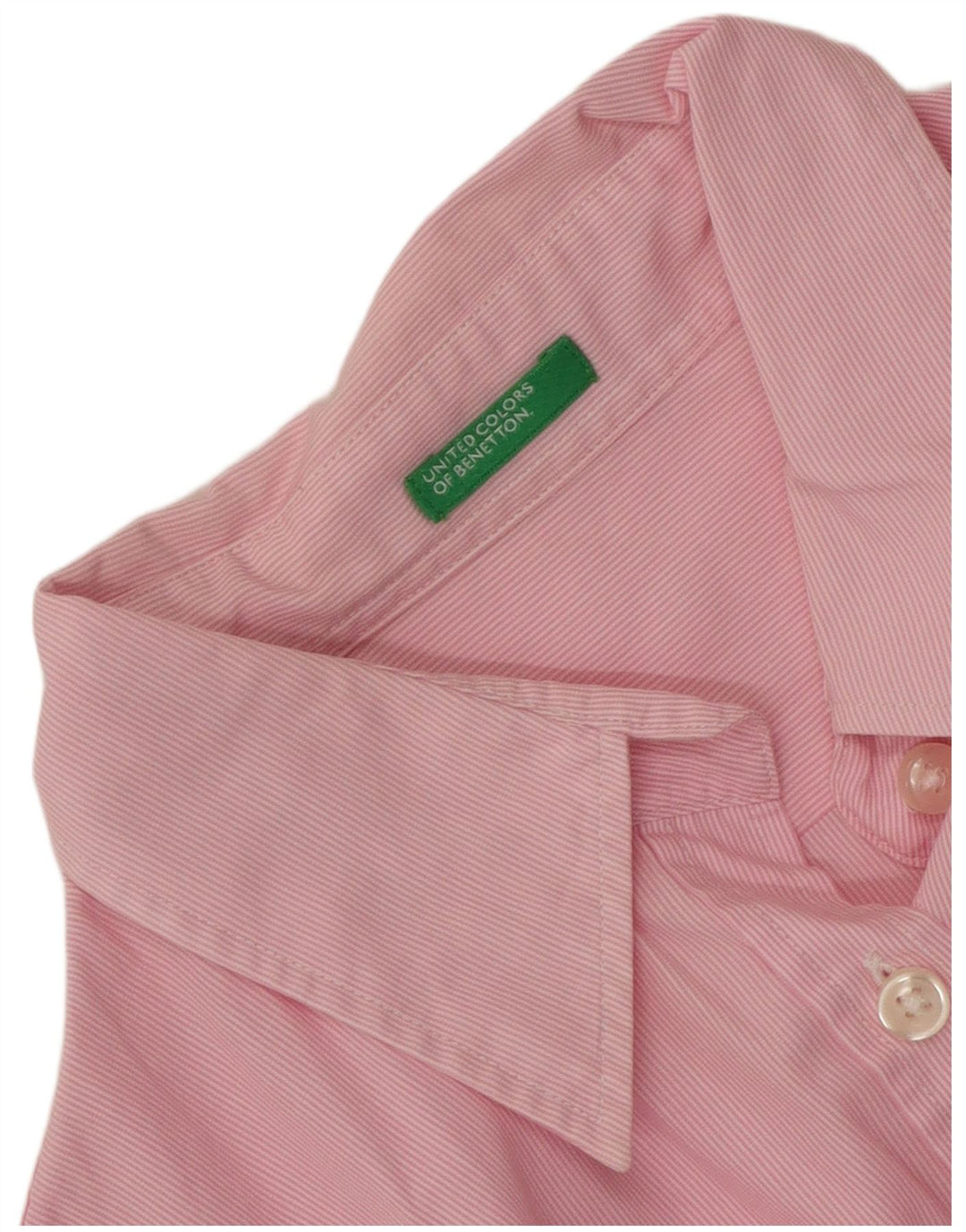 Benetton Chemise Femme UK 12 Rayure Rose Moyenne