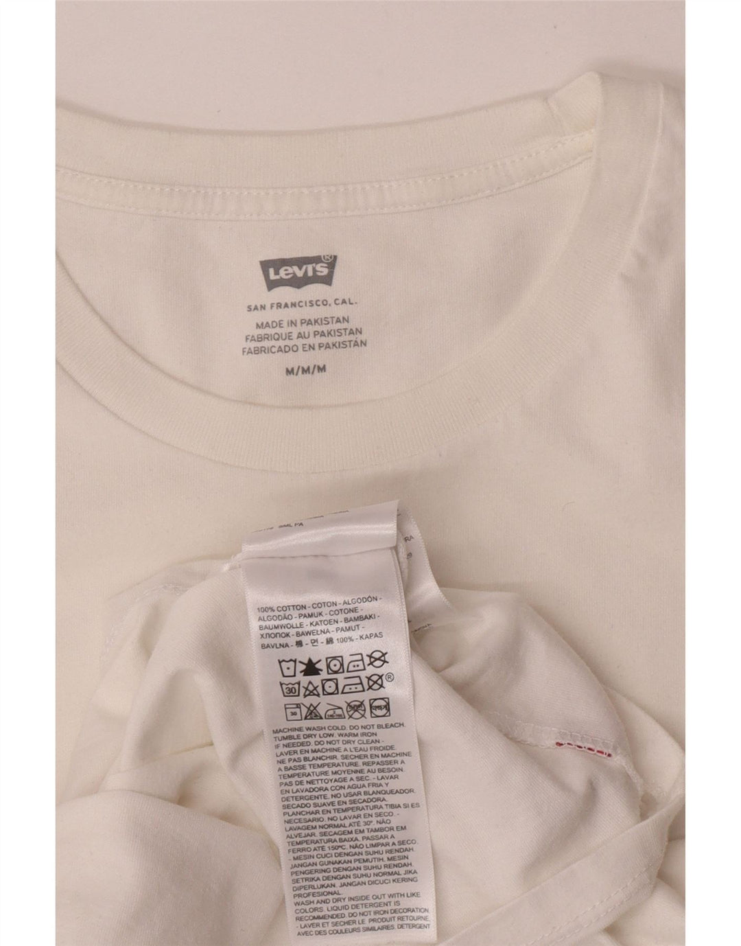 Levi's T-Shirt Graphique Femme UK 14 Coton Blanc Moyen
