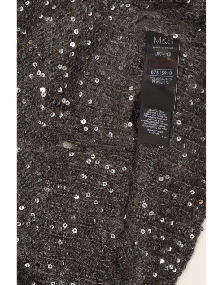 Marks & Spencer Pull col bateau pour femme UK 12 Gris moyen Polyester