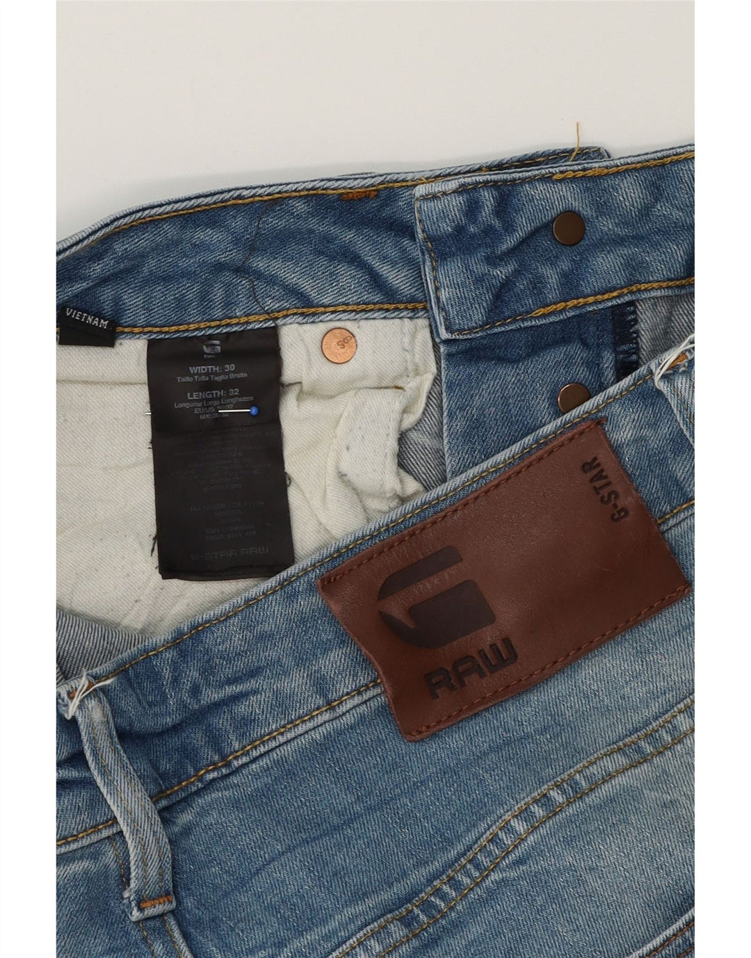 G-STAR Mens 3301 Straight Jeans W30 L32 Blue Cotton Vintage G-Star and Second-Hand G-Star from Messina Hembry 