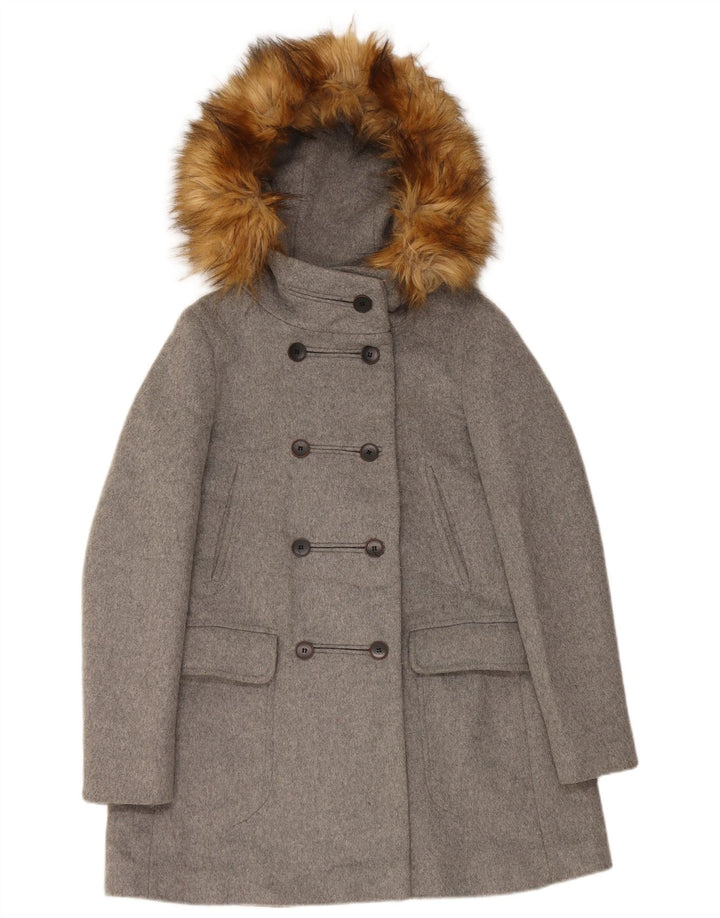 Zara Manteau à capuche double boutonnage pour femme UK 6 XS Gris