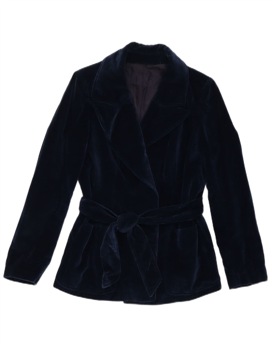 Veste Blazer Velours Femme Vintage UK 12 Bleu Marine Moyen