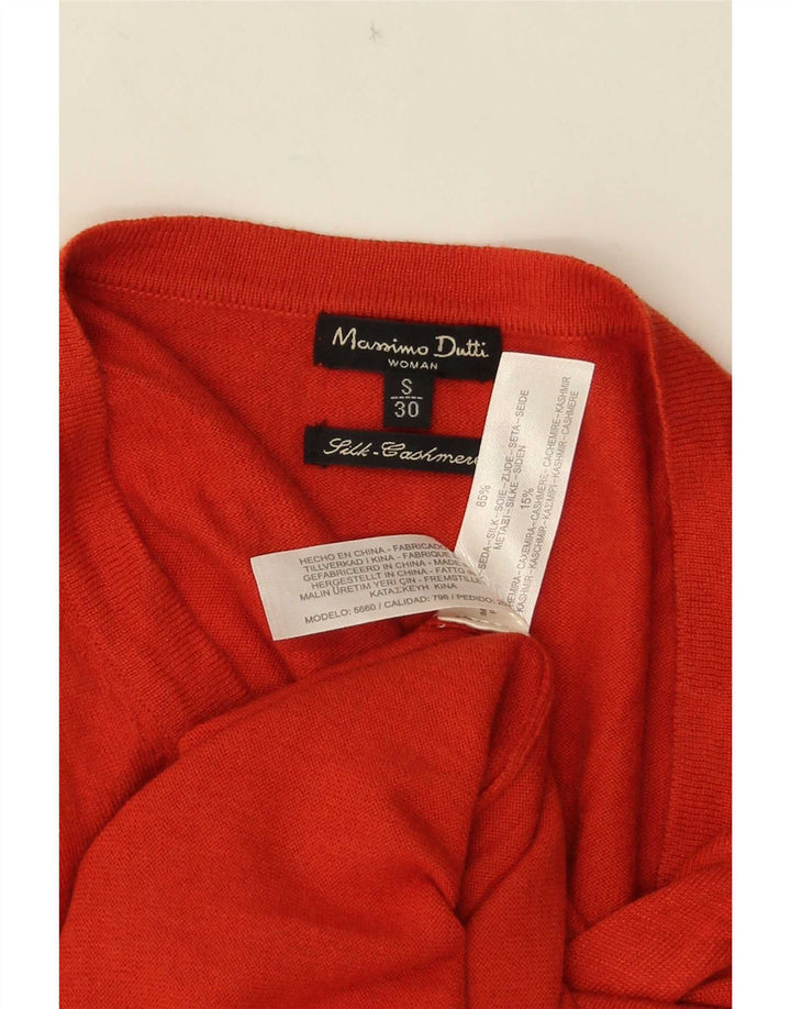 Massimo Dutti Pull col V pour femme UK 10 Petite soie orange