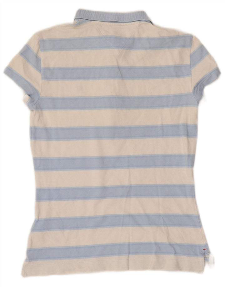 TOMMY HILFIGER Polo Slim Fit Femme UK 6 XS Bleu Rayé Coton