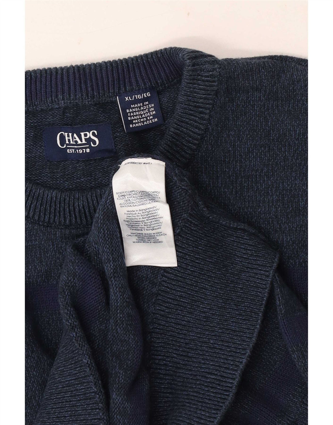 Chaps Pull col rond homme XL bleu marine coton