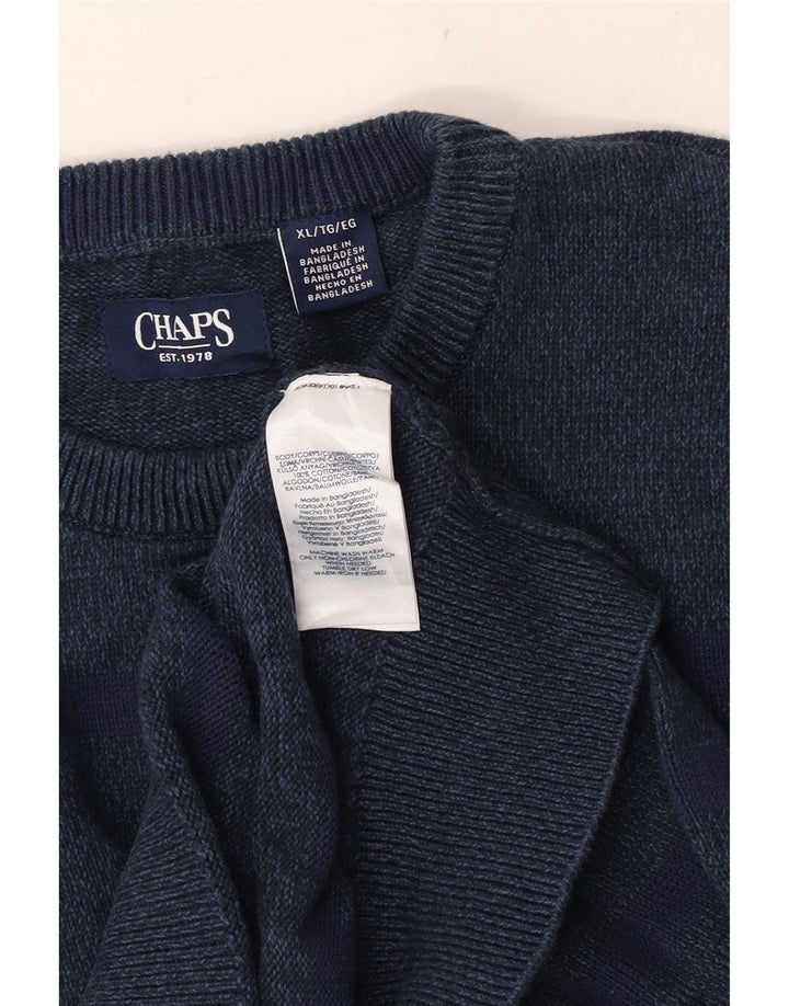 Chaps Pull col rond homme XL bleu marine coton