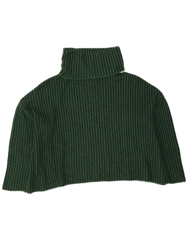Zara Pull surdimensionné à col roulé pour femme UK 14 Rayé vert moyen
