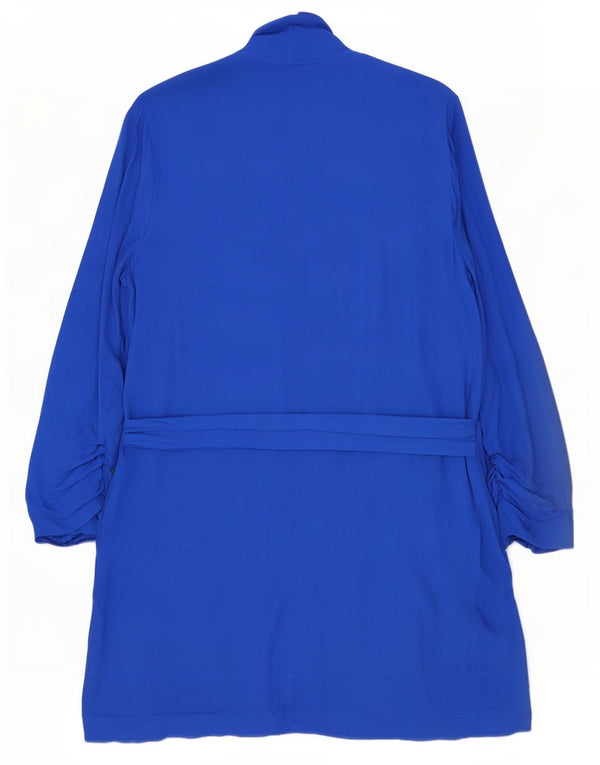 Zara Cardigan long pour femme UK 20 2XL Bleu Viscose