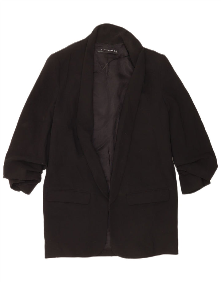 Zara Veste blazer surdimensionnée ouverte pour femme UK 6 XS Noir Polyester
