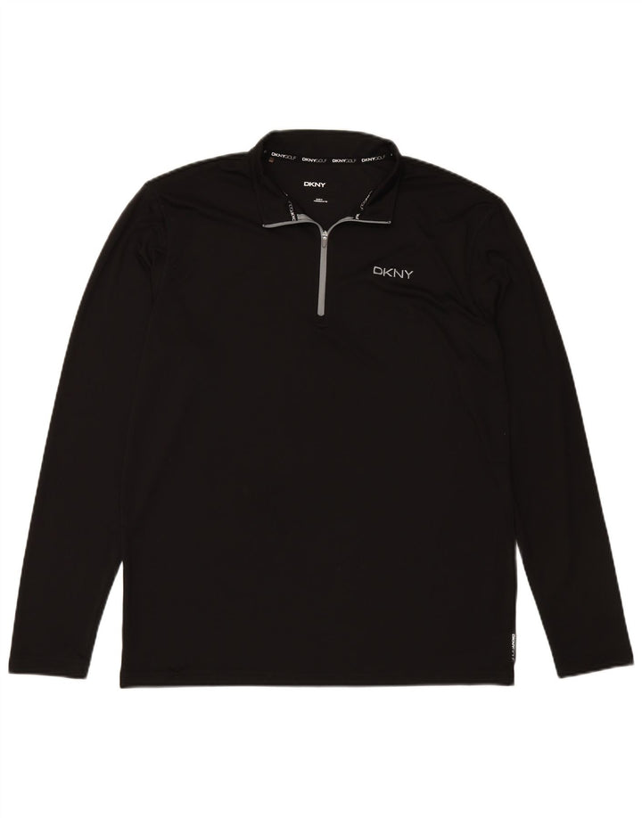 DKNY Haut de survêtement pour homme avec col zippé et polyester Noir Taille L