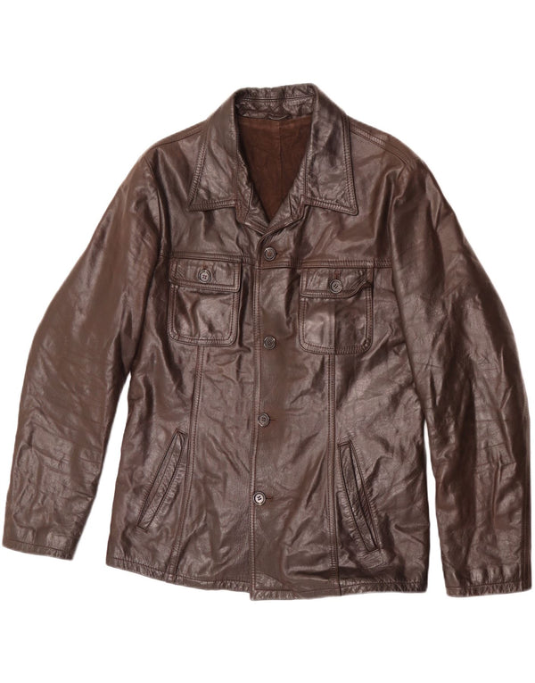 Veste en cuir homme vintage IT 48 Cuir marron moyen