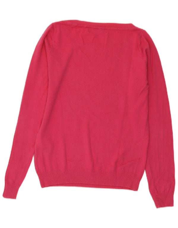 Zara Femme Pull Col Bateau UK 12 Coton Rose Moyen