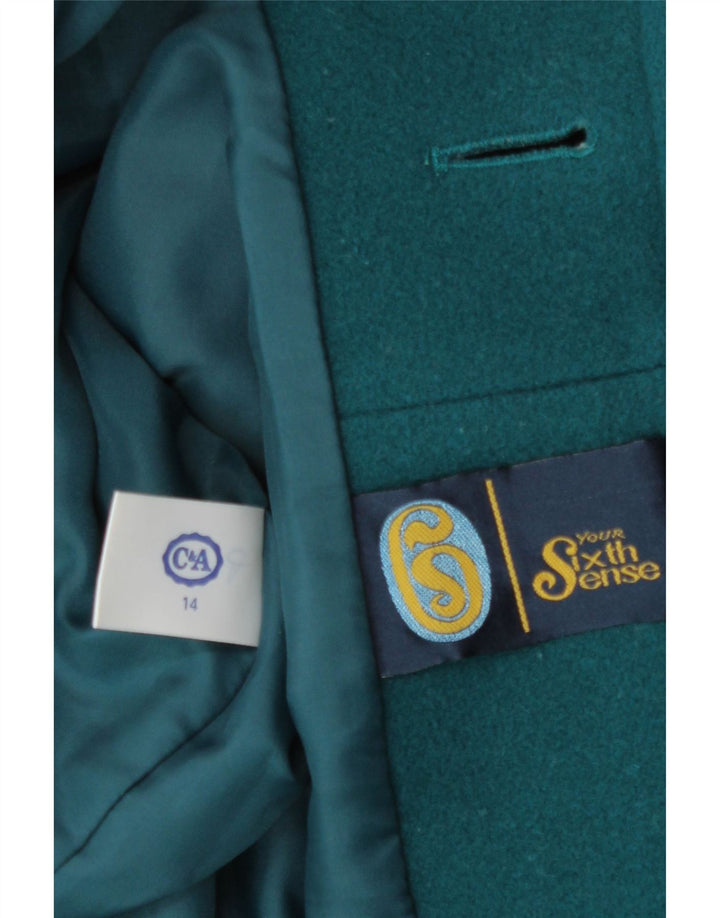 Your Sixth Sense Manteau double boutonnage pour femme US 14 XL Vert Laine vierge