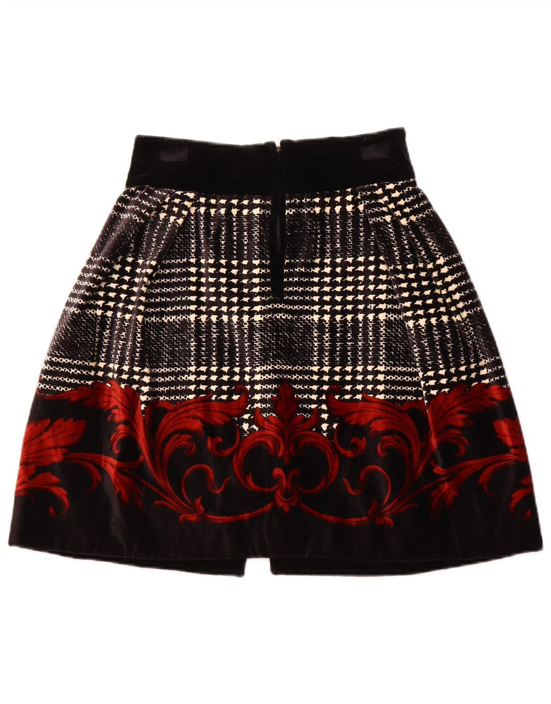 BYBLOS Jupe trapèze en velours pour femme IT 42 Medium W28 Noir Floral Coton