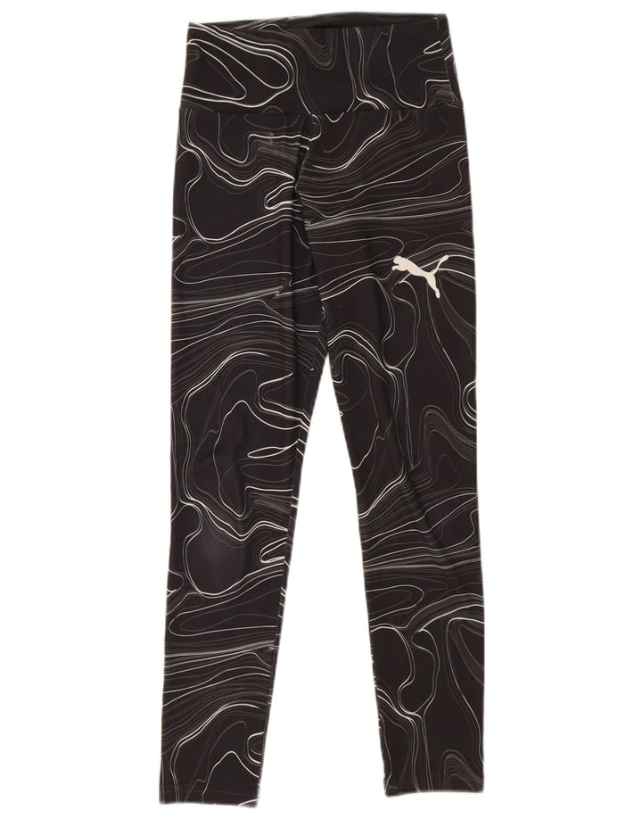 Puma Leggings à motif abstrait pour femme UK 8 Small Noir Géométrique