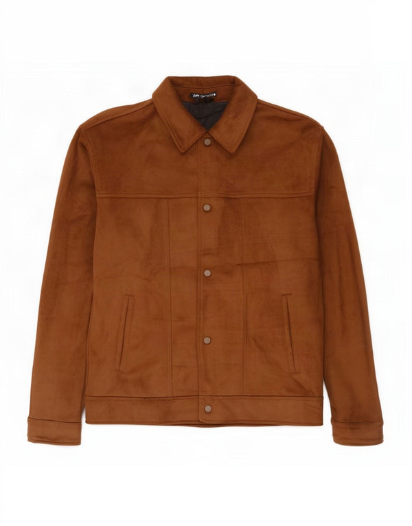 Zara Veste bomber en faux suède pour homme UK 42 XL Beige Polyester