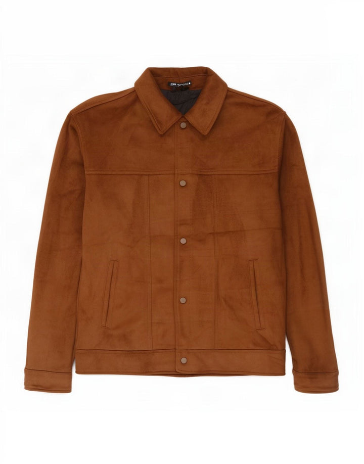 Zara Veste bomber en faux suède pour homme UK 42 XL Beige Polyester