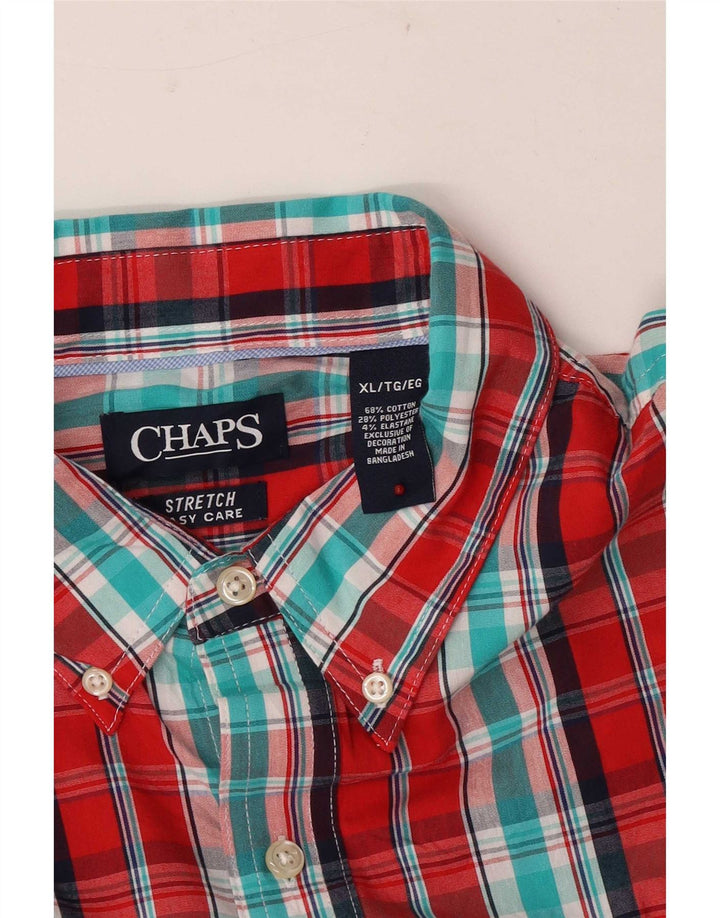 Chaps Chemise Stretch Regular Fit XL Rouge à Carreaux en Coton