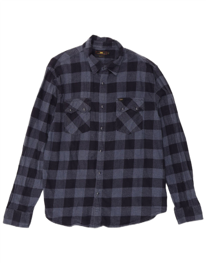 Lee Chemise en flanelle pour homme Coupe régulière XL Bleu marine en coton vichy