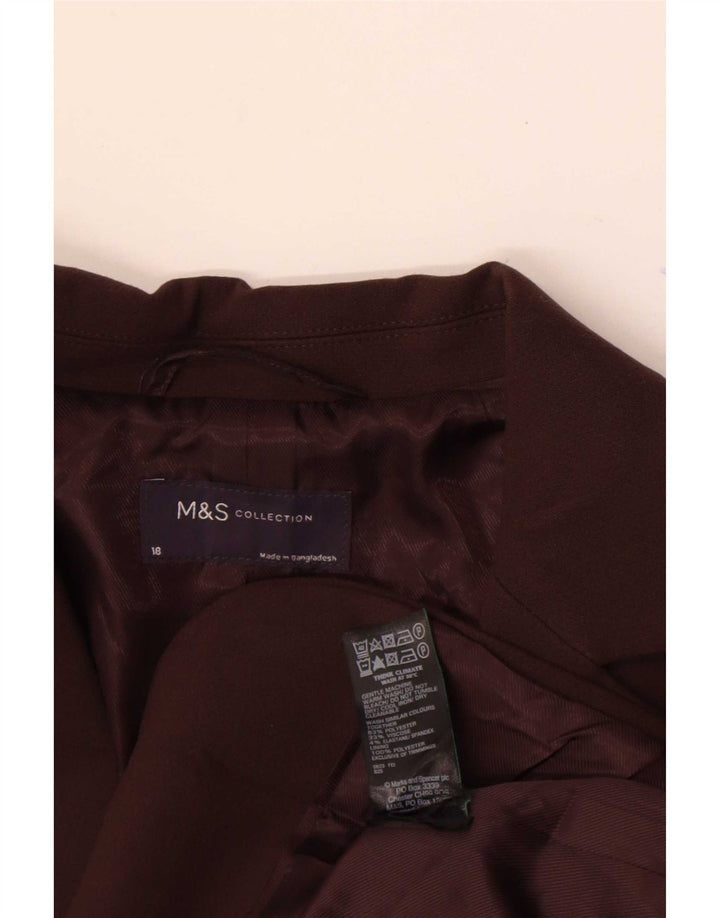 Marks & Spencer Veste Blazer 1 Bouton Femme UK 18 XL Marron Polyester