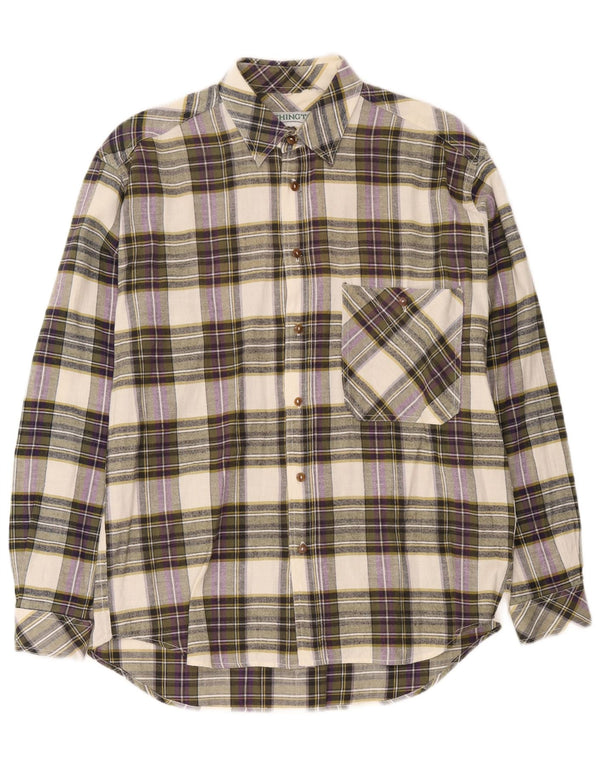 vintage Chemise en flanelle pour hommes Petit coton à carreaux multicolore