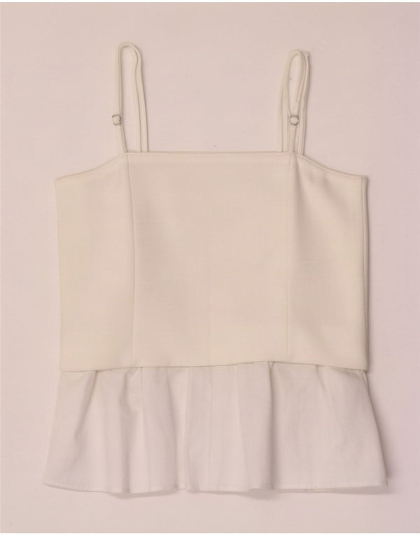 Zara Femme Cami Top UK 12 Medium Blanc Colorblock Polyester