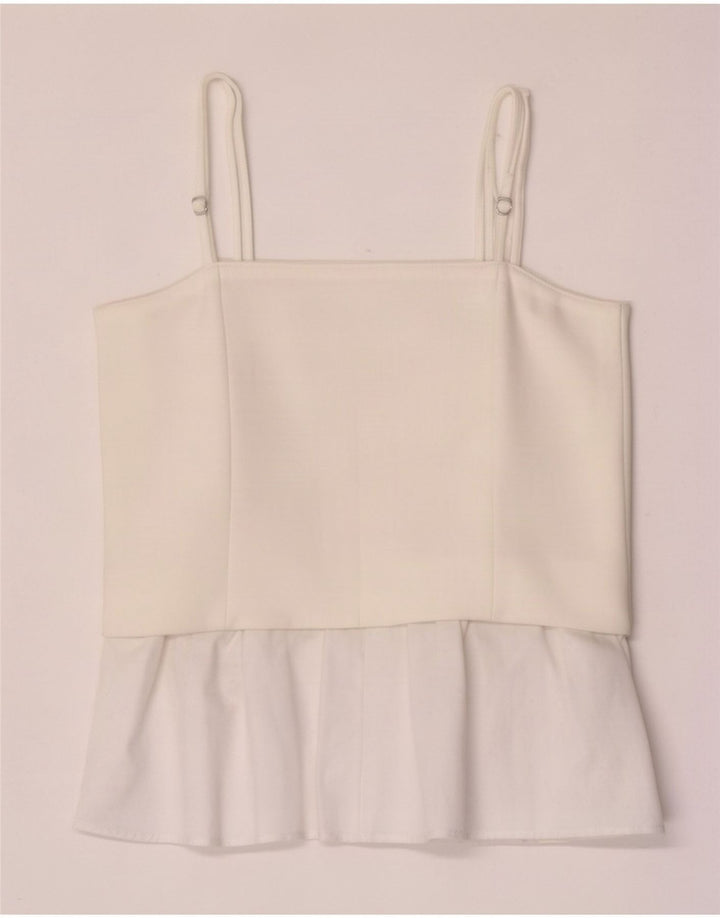 Zara Femme Cami Top UK 12 Medium Blanc Colorblock Polyester
