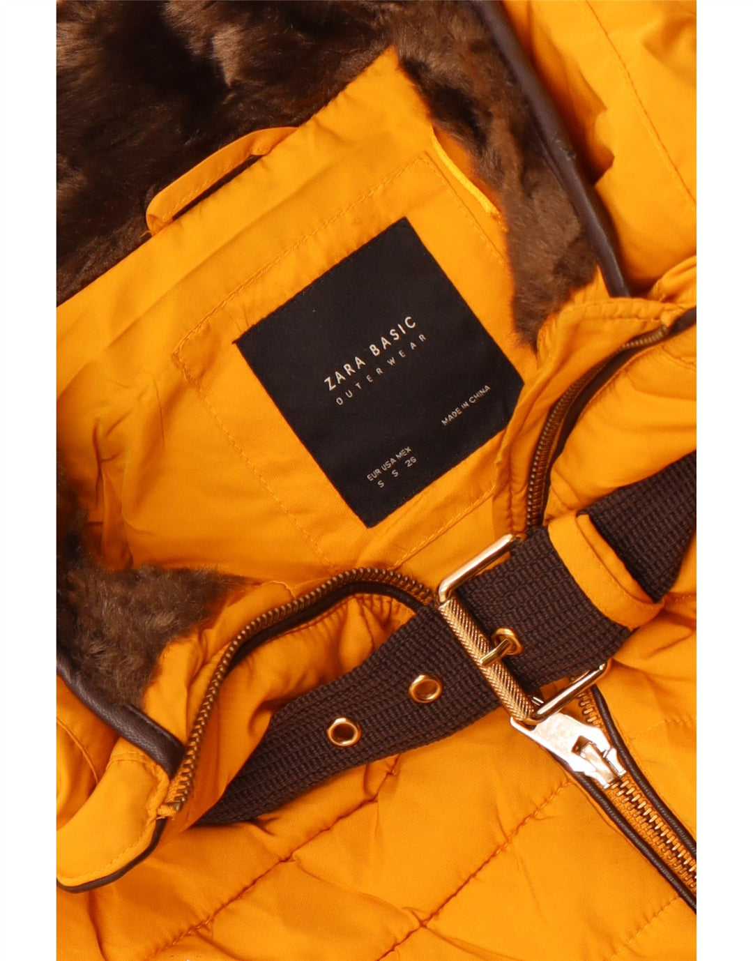Zara Veste rembourrée courte pour femme UK 10 Small Jaune