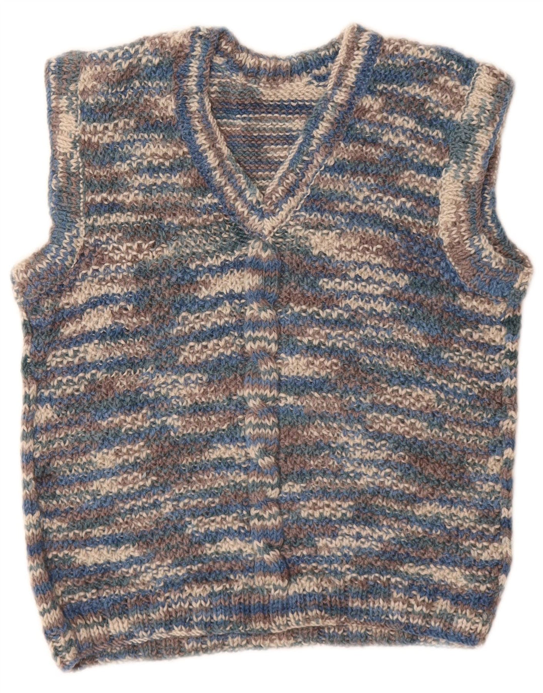 VINTAGE Femme Gilet Débardeur UK 8 Petit Bleu Moucheté