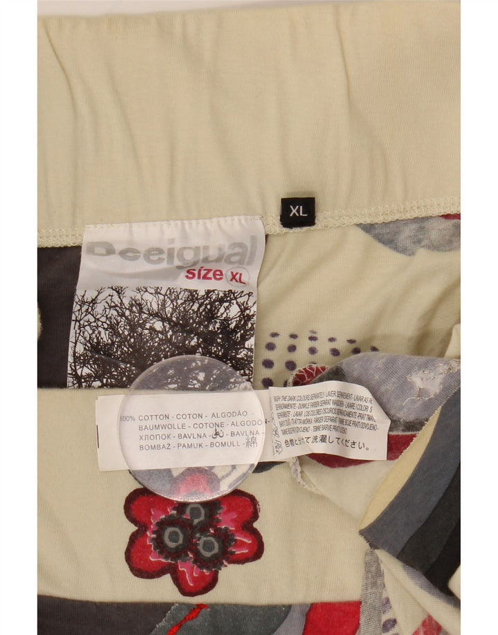 DESIGUAL Femme Jupe Asymétrique Graphique XL W32 Floral Multicolore