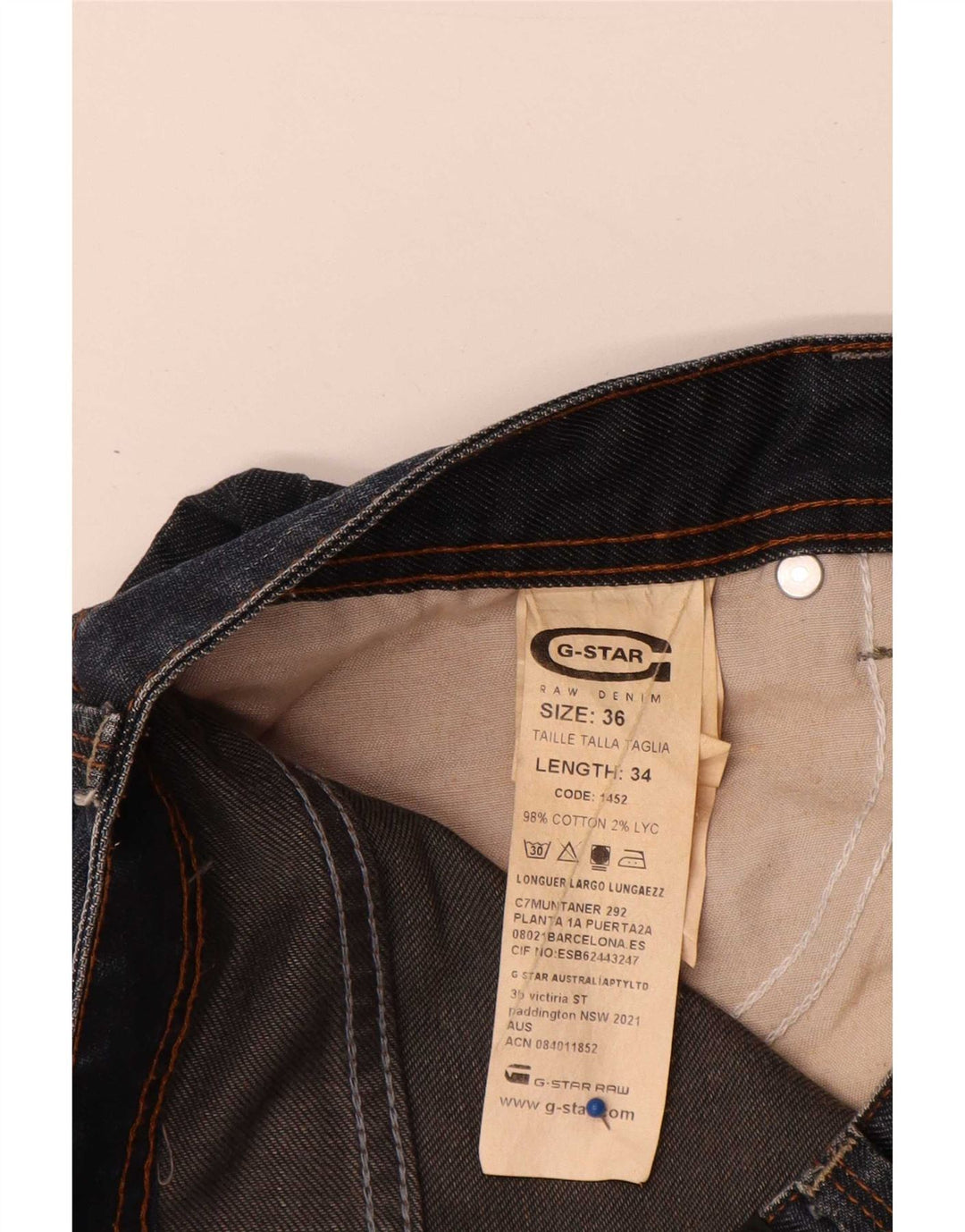 G-Star Jean droit homme W36 L34 bleu marine coton