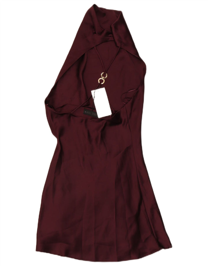 Zara Robe Licou Femme UK 10 Petit Bordeaux Polyester