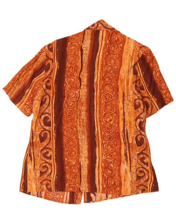 VINTAGE Chemise à manches courtes femme IT 46 Large Viscose géométrique marron