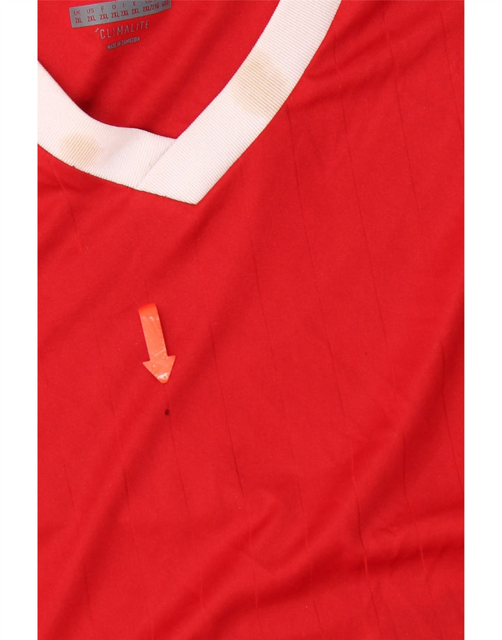Adidas Hommes Climalite Top Manches Longues 2XL Rouge Polyester