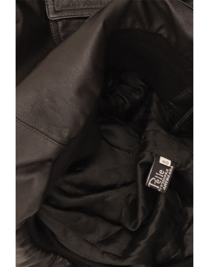 veste en cuir coupe ample femme vintage IT 40 petit cuir noir