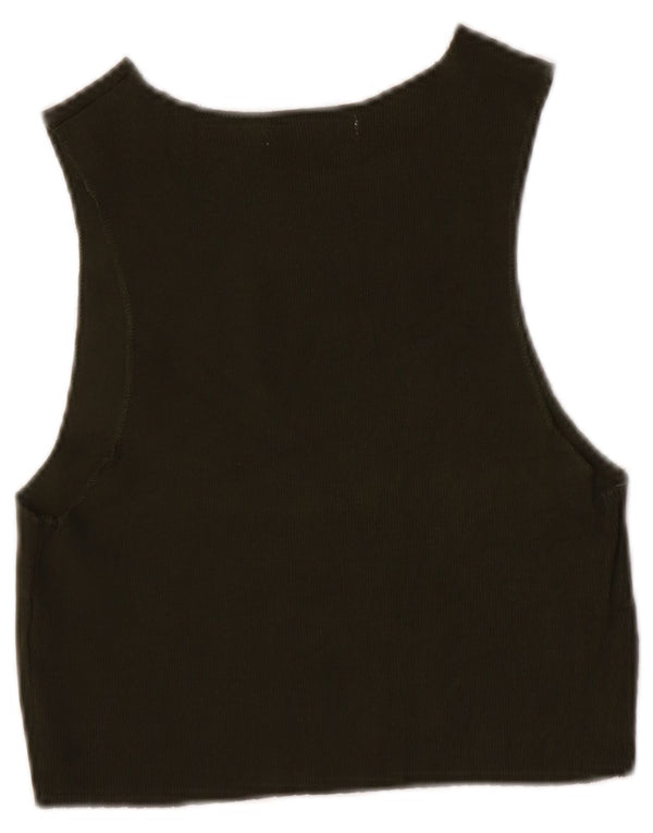 Zara Womens Crop Vest Top UK 8 Petit Coton Vert