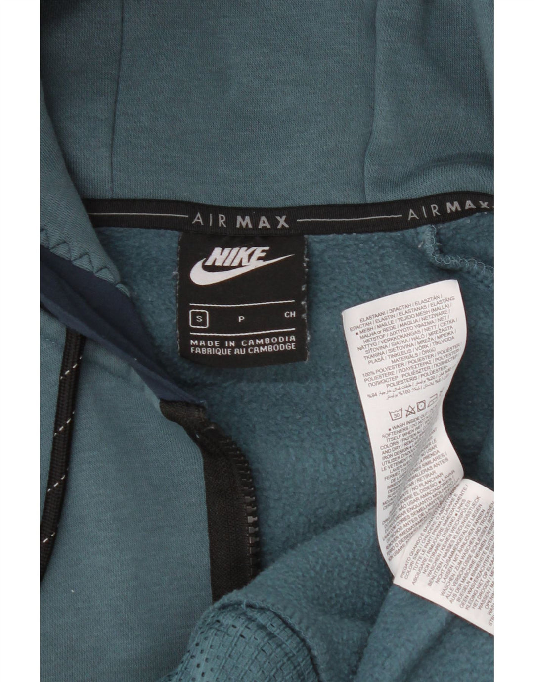 Nike Pull à capuche zippé pour homme Petit polyester color block bleu