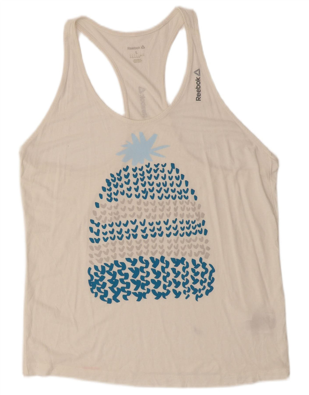 REEBOK Débardeur Graphique Femme UK 16/18 Large Blanc Modal