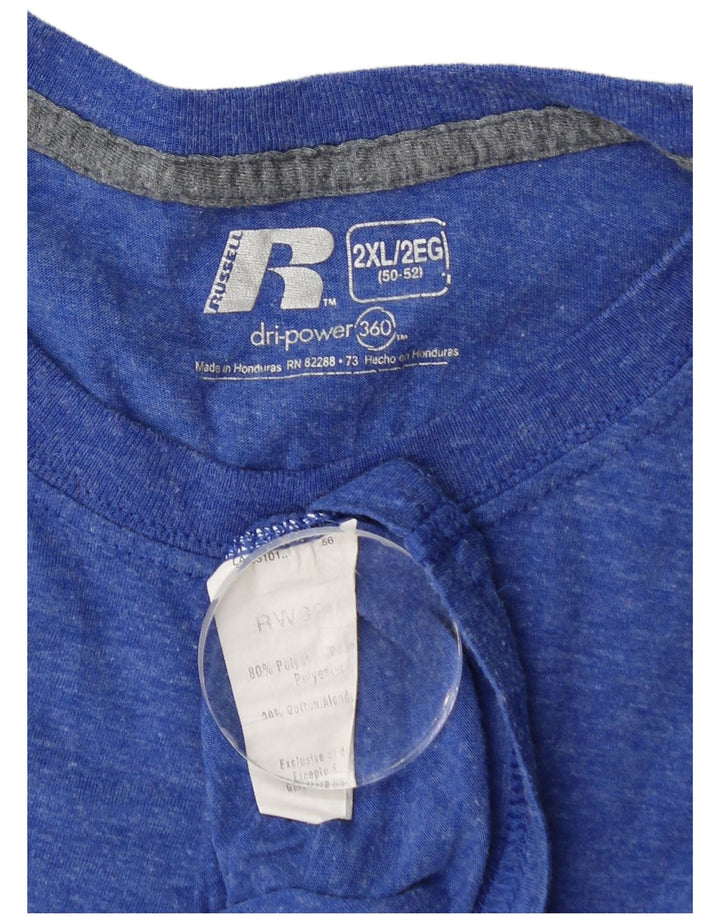 RUSSELL ATHLETIC T-shirt Dri-Power pour hommes UK 50/52 2XL Bleu Polyester