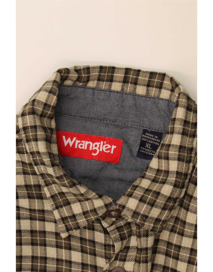 Wrangler Chemise en flanelle pour homme XL Kaki à carreaux en coton
