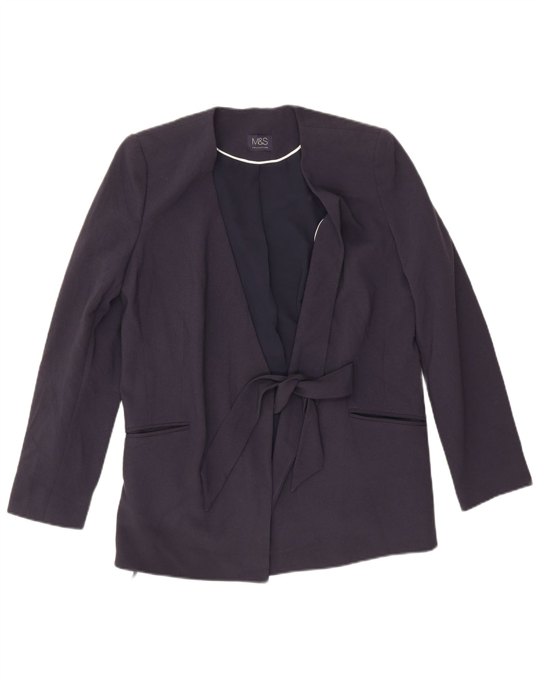 Marks & Spencer Veste Blazer Femme UK 12 Medium Bleu Marine Polyester
