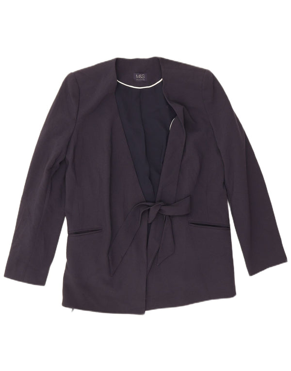 Marks & Spencer Veste Blazer Femme UK 12 Medium Bleu Marine Polyester