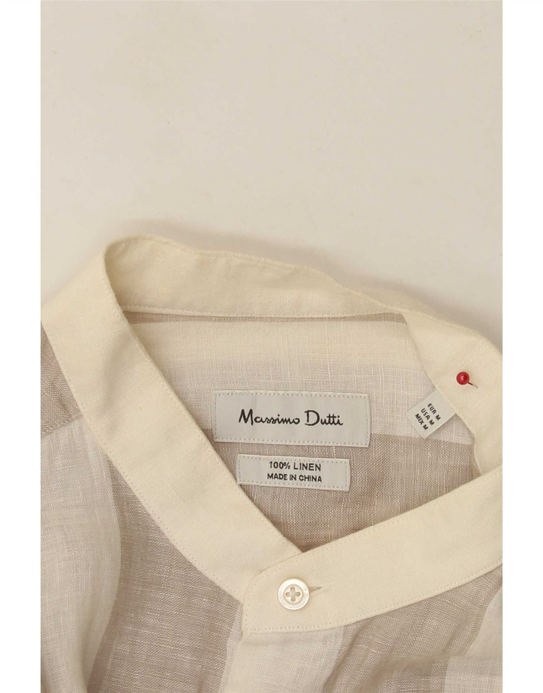 Massimo Dutti Chemise Homme Lin Rayé Beige Moyen