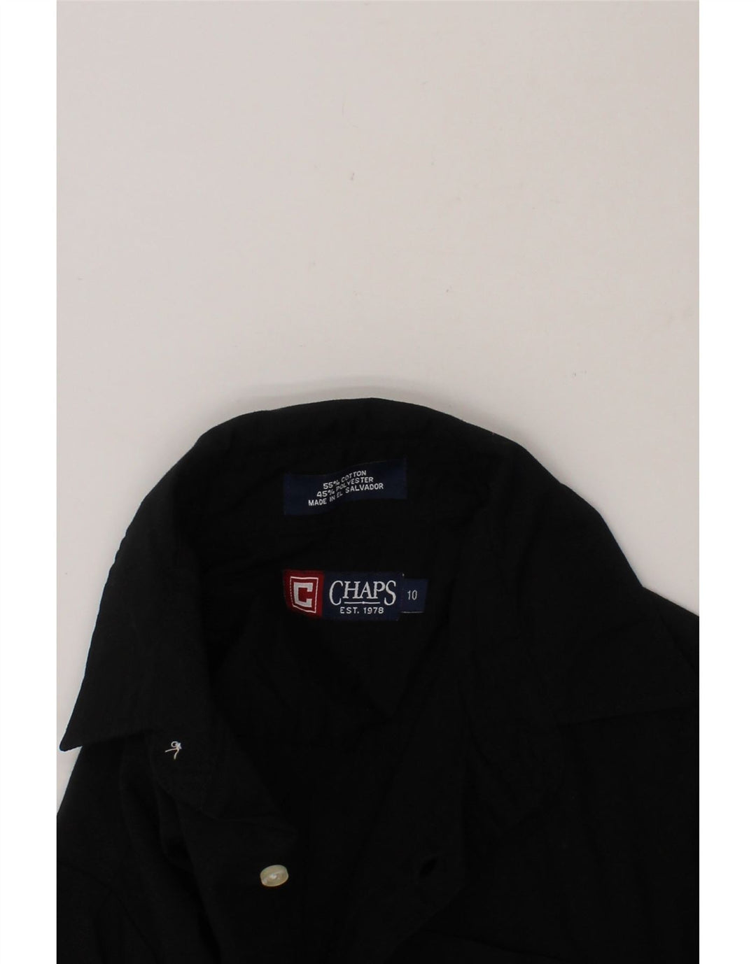 CHAPS Boys Shirt 9-10 Years Black Cotton Vintage Chaps and Second-Hand Chaps from Messina Hembry 