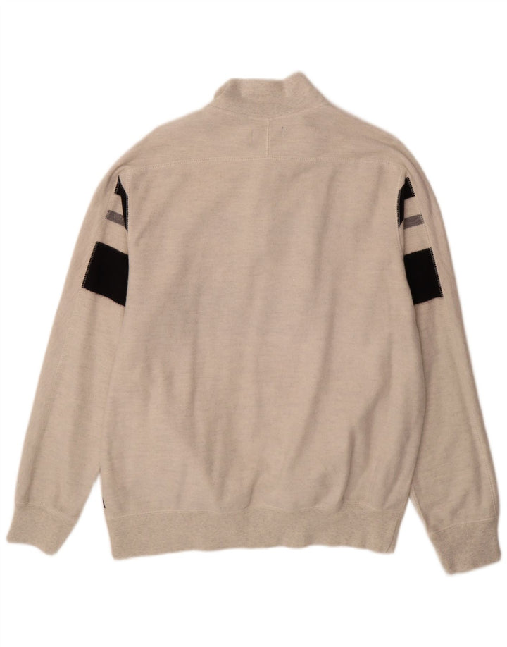 Chaps Sweat-shirt à col boutonné pour homme XL Gris Colorblock Coton